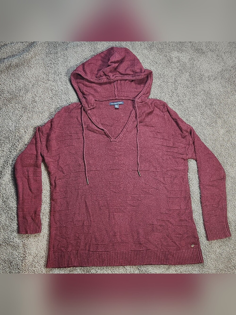 Burgundy American Eagle Hooded Sweater